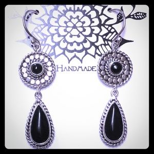Onyx & Sterling Dangle Earrings